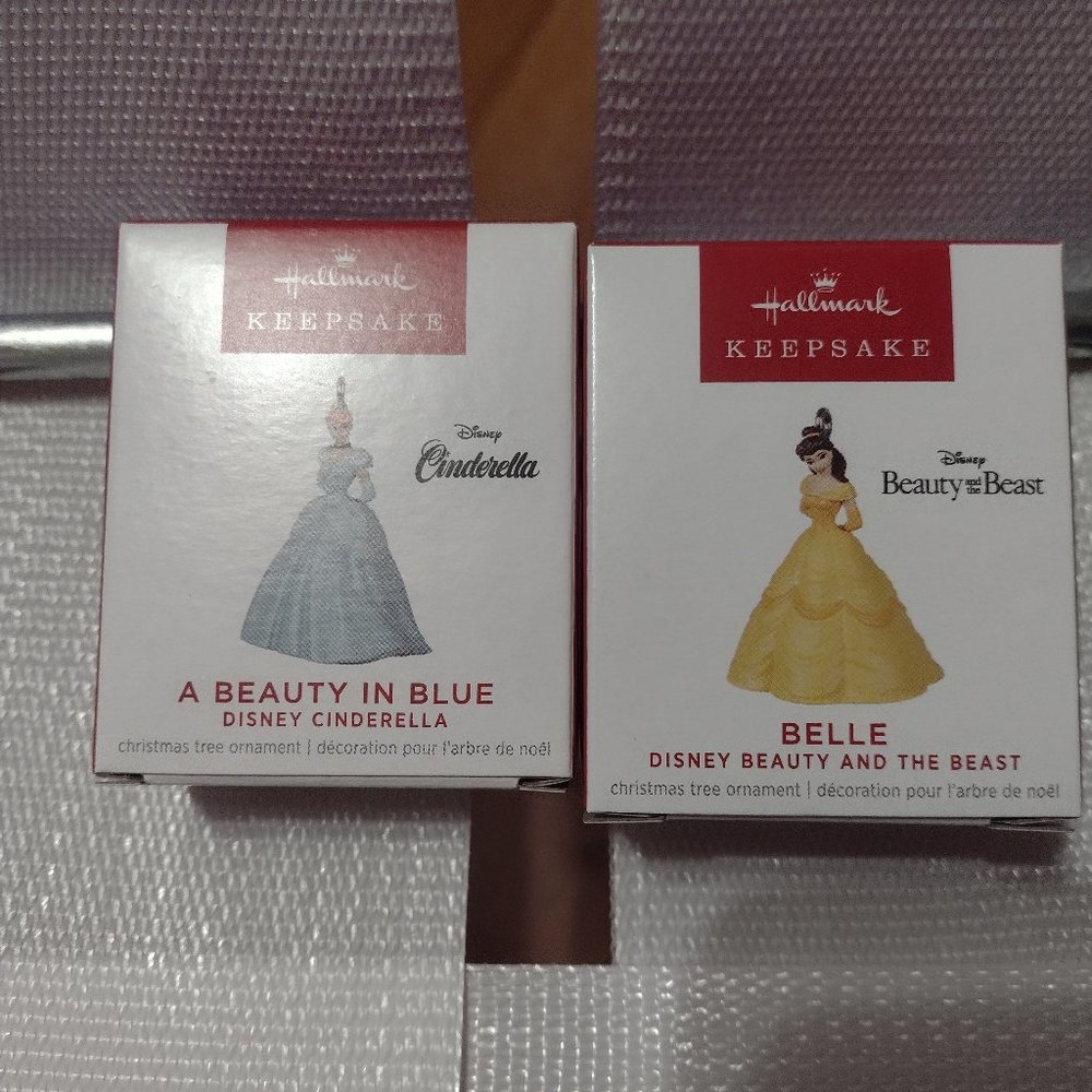 Disney princess Hallmark Christmas ornament duo